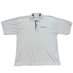 Emporio Armani Polo Shirt Ribbed Men's Large White Collared Short Sleeve Vintage